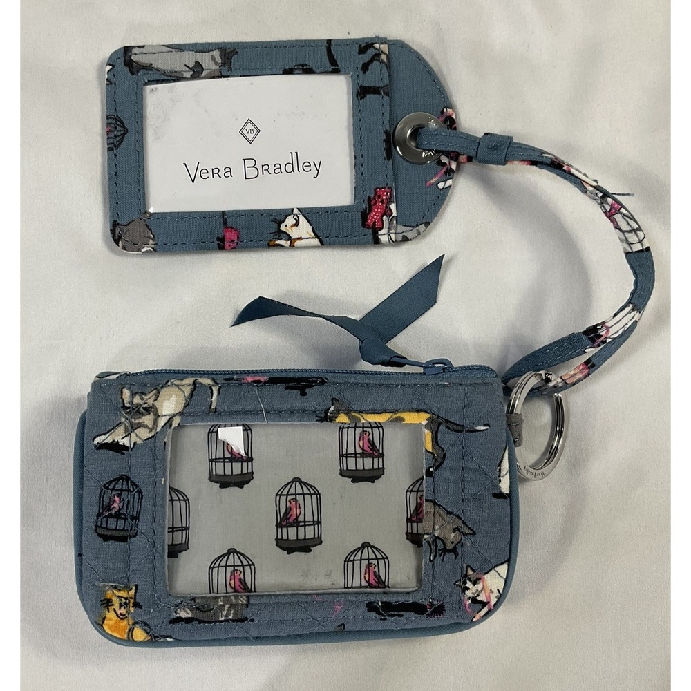 Vera Bradley Women's Cat's Zip ID Case Cat's Meow with luggage tag
